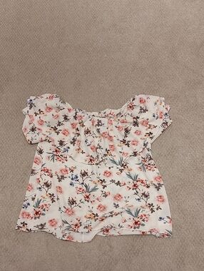 Wishlist Cream Floral Smocked Off-Shoulder Top